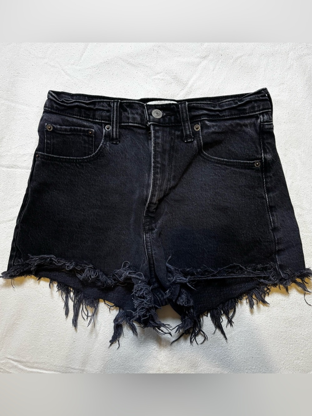 Abercrombie & Fitch 90s Relaxed Cutoff Shorts Black Denim High Rise Size 27/4